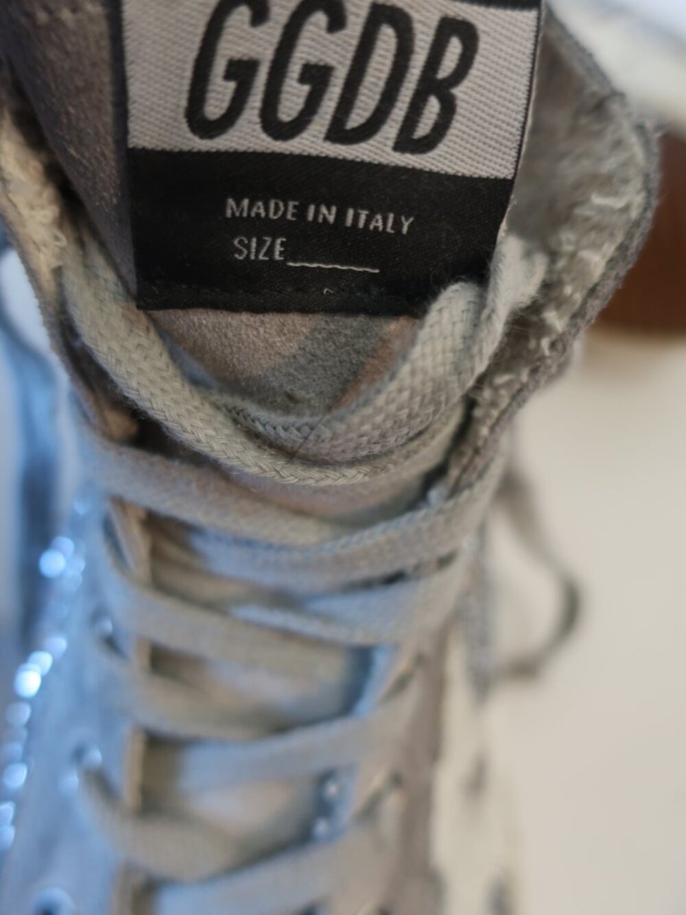 Womens Golden Goose Francy Silver Glitter High Top Sneakers EUR 39/US 9 - Picture 10 of 12